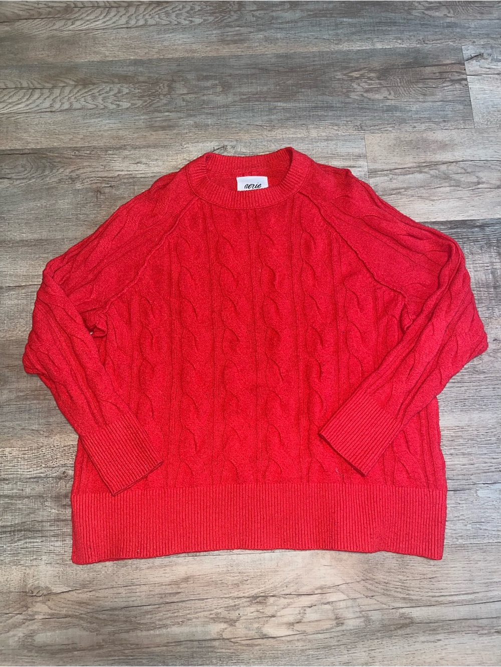 Aerie Oversized Cable-Knit Crewneck Sweater size S